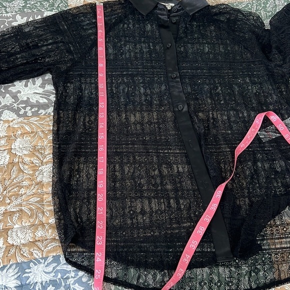 New Jason Wu Black Lace Satin Trim Raglan Sleeve Button Down Overshirt Blouse - Picture 13 of 16